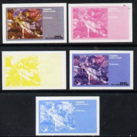 Staffa 1974 Paintings of Nudes,25p (Tintoretto) set of 5 imperf progressive colour proofs comprising 3 individual colours (red, blue & yellow) plus 3 and all 4-colour composites unmounted mint