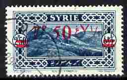 Syria 1928 7p50 on 2p50 light blue, fine used single with 'no stop' variety as SG224a