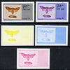 Dhufar 1974 Moths 2b (Deaths Head) set of 5 imperf progressive colour proofs comprising 3 individual colours (red, blue & yellow) plus 3 and all 4-colour composites unmounted mint