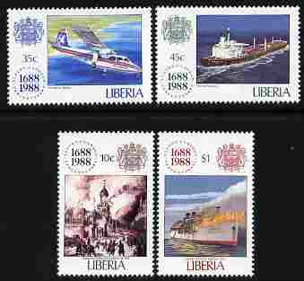 Liberia 1988 300th Anniversary of Lloyd's of London perf set of 4 unmounted mint SG 1708-11
