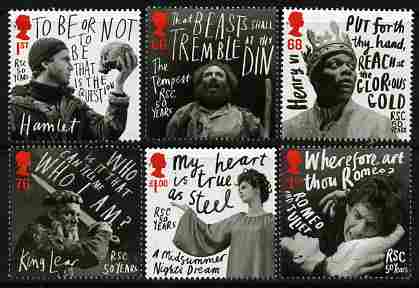 Great Britain 2011 Royal Shakespeare Company perf set of 6 unmounted mint