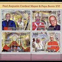 Guinea - Bissau 2010 Cardinal Paul Mayer & Pope Benedict perf sheetlet containing 4 values unmounted mint, Michel 5200-5203