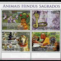 Guinea - Bissau 2010 Sacred Animals of Hinduism perf sheetlet containing 4 values unmounted mint, Michel 5180-83