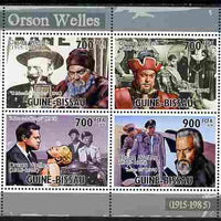Guinea - Bissau 2010 Actors - Orson Wells perf sheetlet containing 4 values unmounted mint, Michel 5190-93