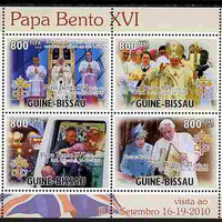 Guinea - Bissau 2010 Pope Benedict in England perf sheetlet containing 4 values unmounted mint, Michel 5205-08