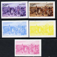 Oman 1974 Napoleon 1b (N at Tilsett) set of 5 imperf progressive colour proofs comprising 3 individual colours (red, blue & yellow) plus 3 and all 4-colour composites unmounted mint