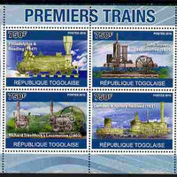 Togo 2010 Early Trains perf sheetlet containing 4 values unmounted mint, Yvert 2348-51