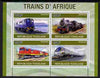 Togo 2010 African Trains perf sheetlet containing 4 values unmounted mint, Yvert 2356-59