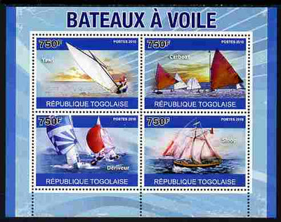 Togo 2010 Sailing Ships perf sheetlet containing 4 values unmounted mint, Yvert 2360-63