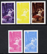 Oman 1974 Napoleon 3b (Josephine at Malmaison) set of 5 imperf progressive colour proofs comprising 3 individual colours (red, blue & yellow) plus 3 and all 4-colour composites unmounted mint