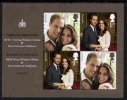Great Britain 2011 Royal Wedding - Prince William & Kate perf m/sheet containing 4 values unmounted mint