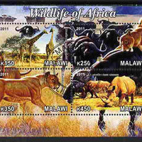 Malawi 2011 Wildlife of Africa #2 perf sheetlet containing 4 values cto used