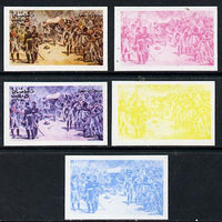 Oman 1974 Napoleon 5b (Capitulation of Baylen) set of 5 imperf progressive colour proofs comprising 3 individual colours (red, blue & yellow) plus 3 and all 4-colour composites unmounted mint