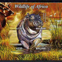 Malawi 2011 Wildlife of Africa #3 - Hippos composite imperf sheetlet containing 2 values unmounted mint