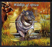 Malawi 2011 Wildlife of Africa #3 - Hippos composite imperf sheetlet containing 2 values unmounted mint