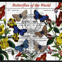 Malawi 2011 Butterflies of the World #1 perf sheetlet containing 6 values cto used