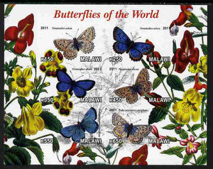 Malawi 2011 Butterflies of the World #1 imperf sheetlet containing 6 values unmounted mint