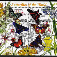 Malawi 2011 Butterflies of the World #2 perf sheetlet containing 6 values unmounted mint