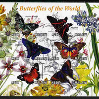 Malawi 2011 Butterflies of the World #2 imperf sheetlet containing 6 values unmounted mint