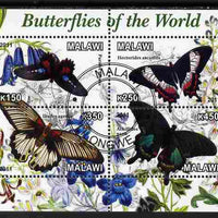Malawi 2011 Butterflies of the World #3 perf sheetlet containing 4 values cto used