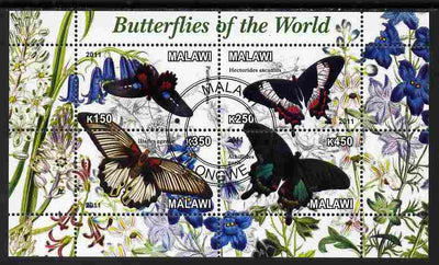 Malawi 2011 Butterflies of the World #3 perf sheetlet containing 4 values cto used