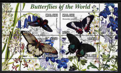 Malawi 2011 Butterflies of the World #3 perf sheetlet containing 4 values unmounted mint