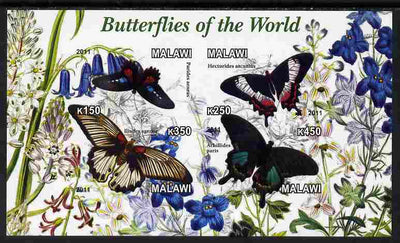 Malawi 2011 Butterflies of the World #3 imperf sheetlet containing 4 values unmounted mint