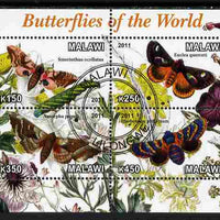 Malawi 2011 Butterflies of the World #4 perf sheetlet containing 4 values cto used