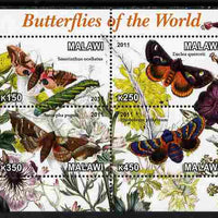 Malawi 2011 Butterflies of the World #4 perf sheetlet containing 4 values unmounted mint