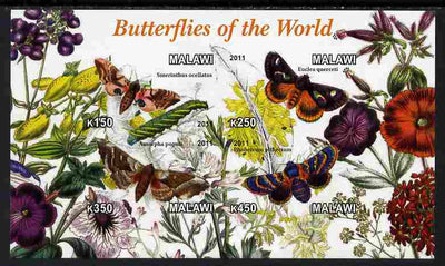 Malawi 2011 Butterflies of the World #4 imperf sheetlet containing 4 values unmounted mint