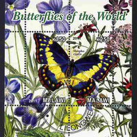 Malawi 2011 Butterflies of the World #6 perf sheetlet containing 2 values cto used