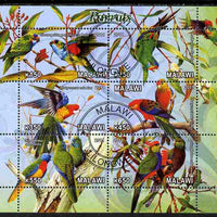 Malawi 2011 Parrots #1 perf sheetlet containing 6 values cto used