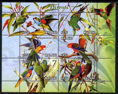 Malawi 2011 Parrots #1 perf sheetlet containing 6 values unmounted mint