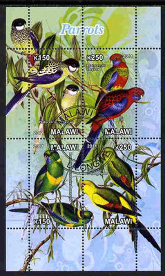 Malawi 2011 Parrots #2 perf sheetlet containing 6 values cto used