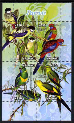 Malawi 2011 Parrots #2 perf sheetlet containing 6 values unmounted mint