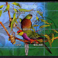 Malawi 2011 Parrots #3 perf sheetlet containing 2 values cto used