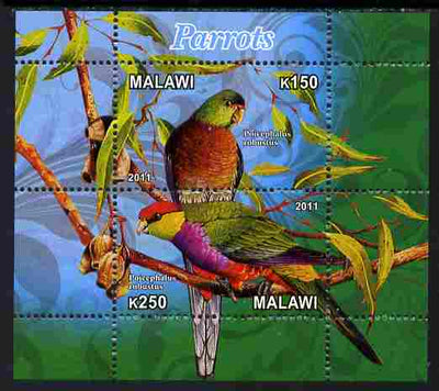 Malawi 2011 Parrots #3 perf sheetlet containing 2 values unmounted mint