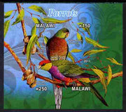 Malawi 2011 Parrots #3 imperf sheetlet containing 2 values unmounted mint