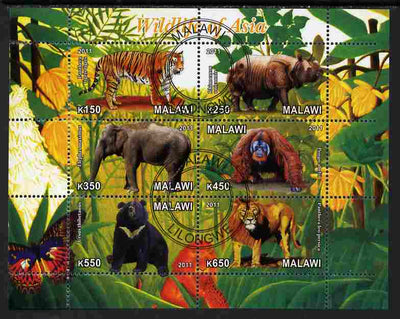 Malawi 2011 Wildlife of Asia #1 perf sheetlet containing 6 values cto used