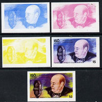 Iso - Sweden 1974 Churchill Birth Centenary 15 (Talking into Microphone) set of 5 imperf progressive colour proofs comprising 3 individual colours (red, blue & yellow) plus 3 and all 4-colour composites unmounted mint