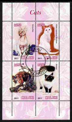 Malawi 2011 Domestic Cats perf sheetlet containing 4 values cto used