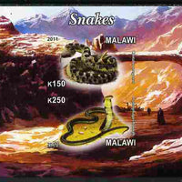 Malawi 2011 Snakes imperf sheetlet containing 2 values unmounted mint