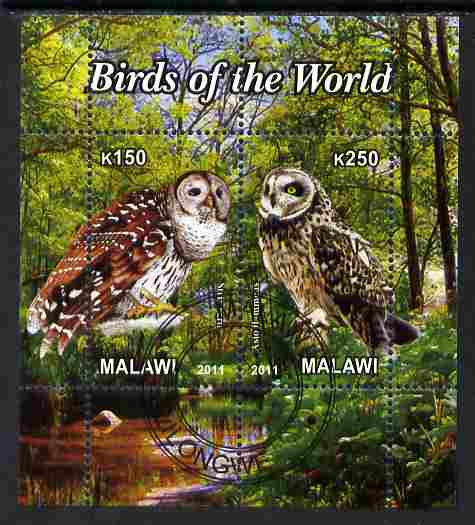 Malawi 2011 Birds of the World #3 - Owls perf sheetlet containing 2 values cto used