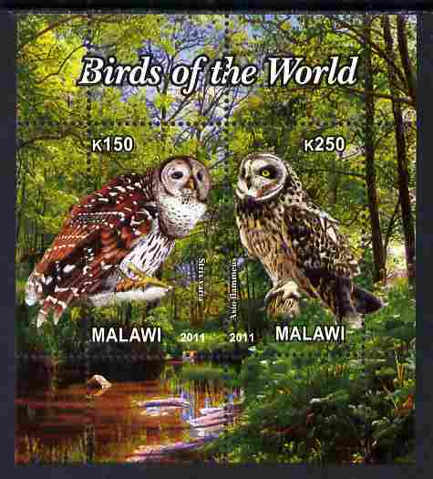 Malawi 2011 Birds of the World #3 - Owls perf sheetlet containing 2 values unmounted mint
