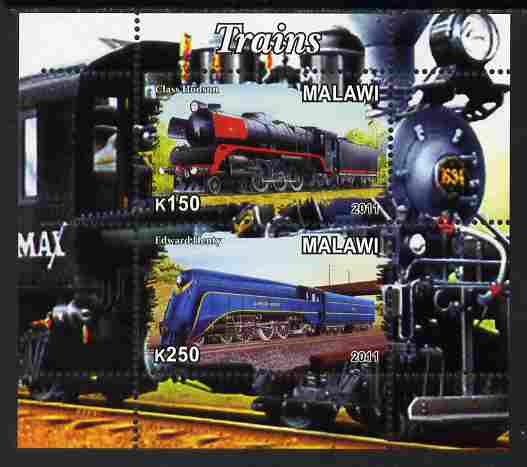 Malawi 2011 Steam Locomotives #1 perf sheetlet containing 2 values unmounted mint
