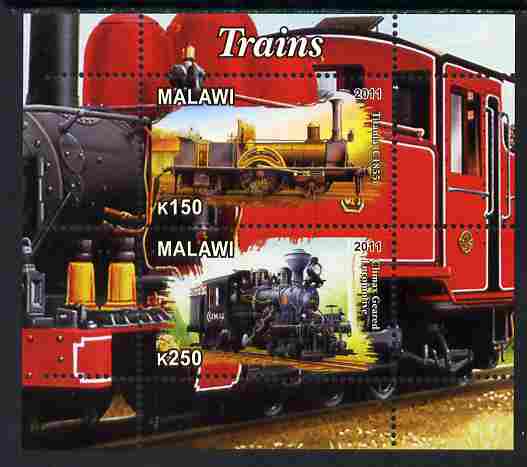 Malawi 2011 Steam Locomotives #2 perf sheetlet containing 2 values unmounted mint