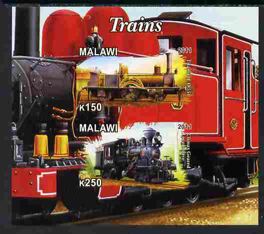 Malawi 2011 Steam Locomotives #2 imperf sheetlet containing 2 values unmounted mint