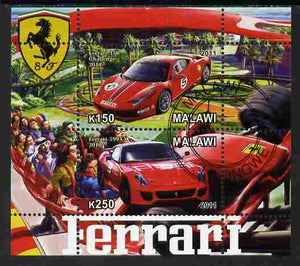 Malawi 2011 Ferrari #3 perf sheetlet containing 2 values cto used