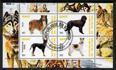 Burundi 2011 Dogs #1 - perf sheetlet containing 4 values fine cto used