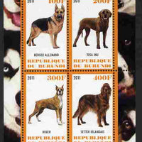 Burundi 2011 Dogs #2 - perf sheetlet containing 4 values unmounted mint